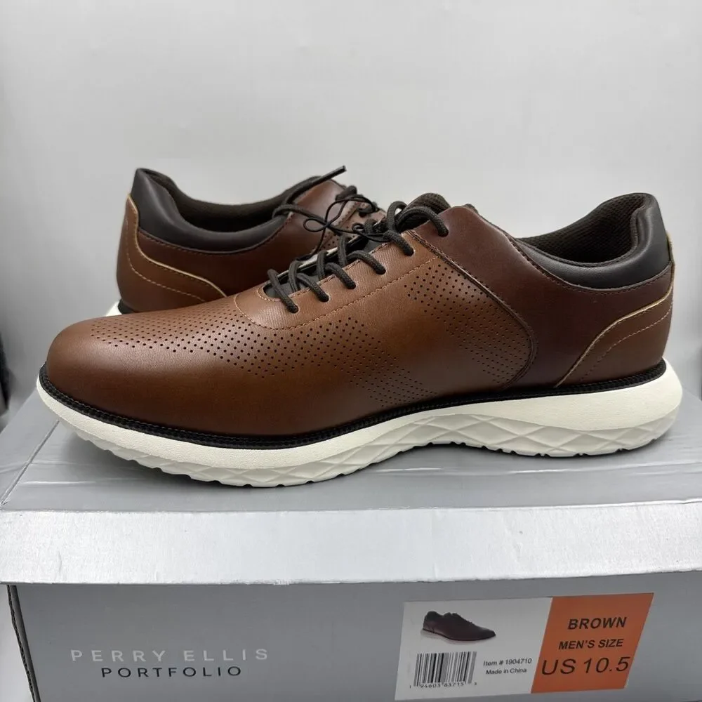 Perry Ellis Portfolio Ultra Foam Men's Casual Lace Shoes - Brown Size 10.5 New